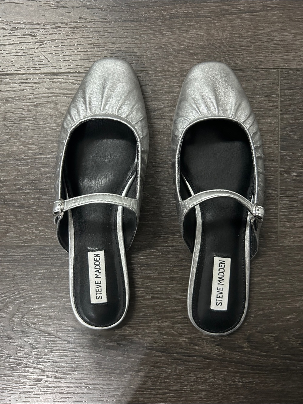 Steve Madden Gisele Metallic Silver Mary Jane Mules - Picture 2 of 5